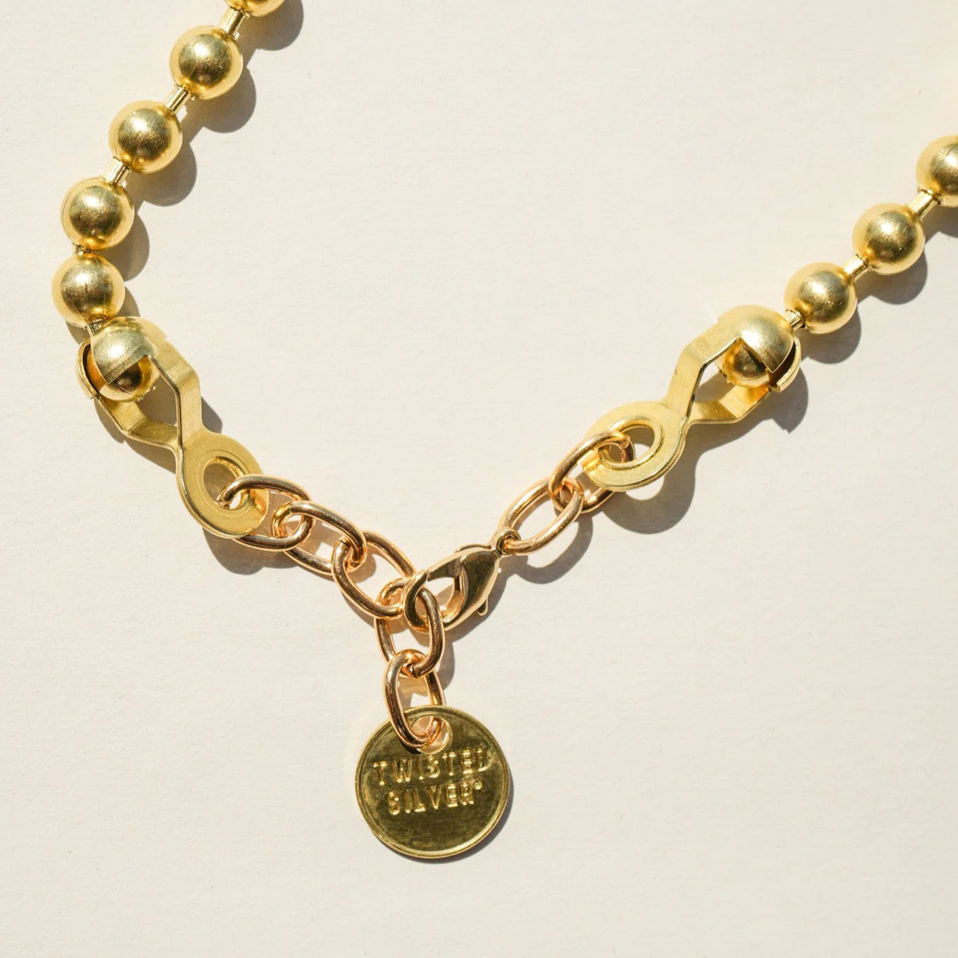 Ball and Chain Necklace - Brass
