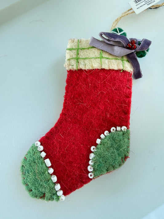 Santa Head and stocking Felt Ornaments