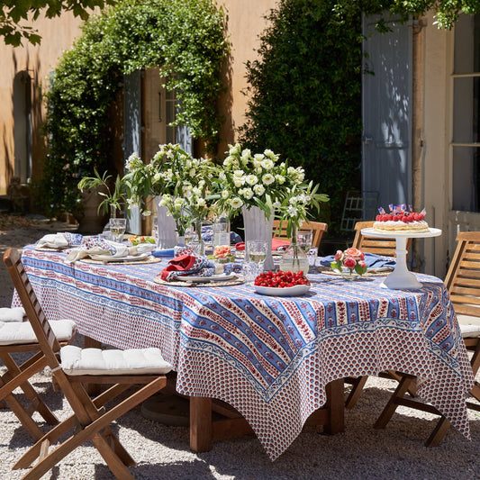 Provence Avignon Red & Blue Tablecloth: 71" x 71"
