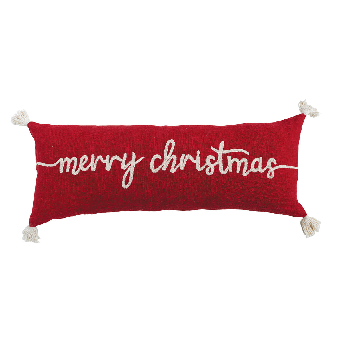 36"L x 14"H Cotton Lumbar Pillow, "Merry Christmas"