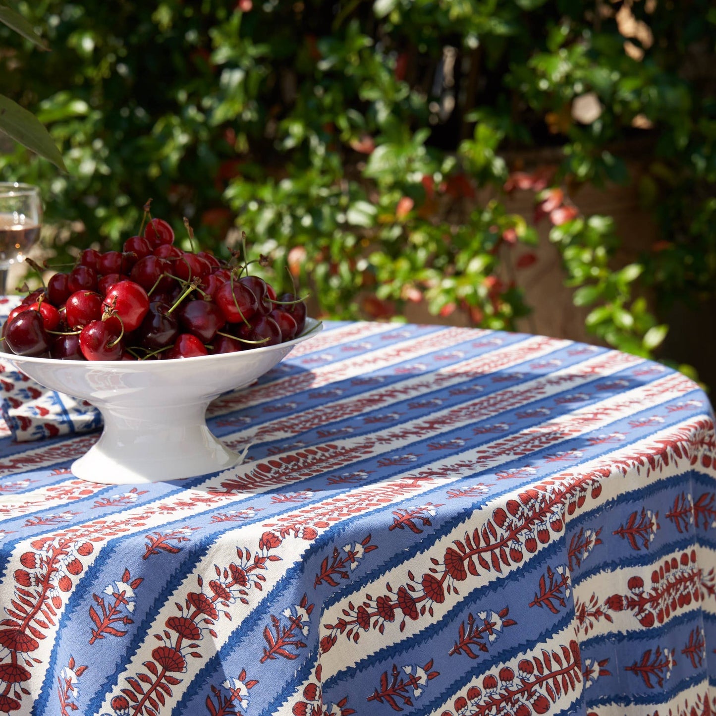 Provence Avignon Red & Blue Tablecloth: 71" x 71"