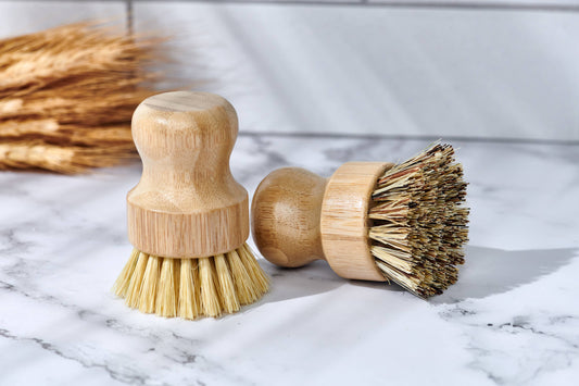 Bamboo Handle-less Dish Scrubbing Brush (Plastic Free): Softer & Lighter Colored Bristles Only