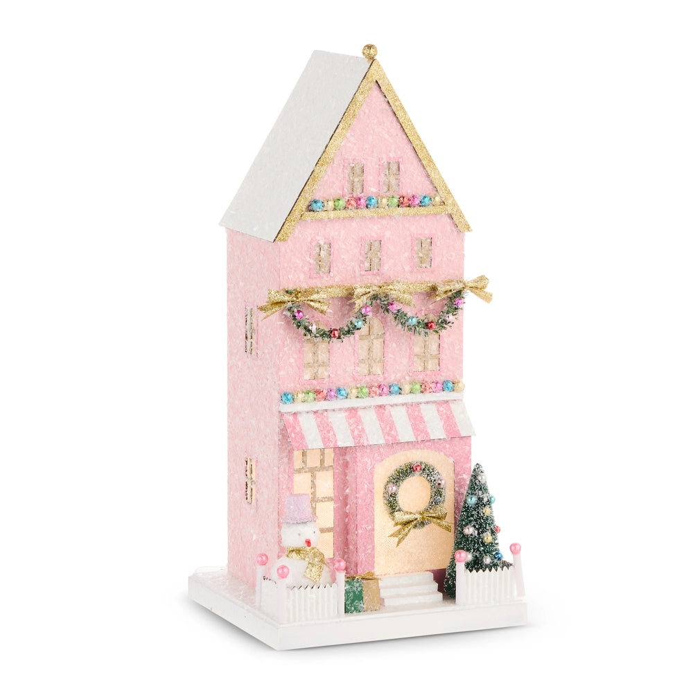 Lighted Pink House 15"