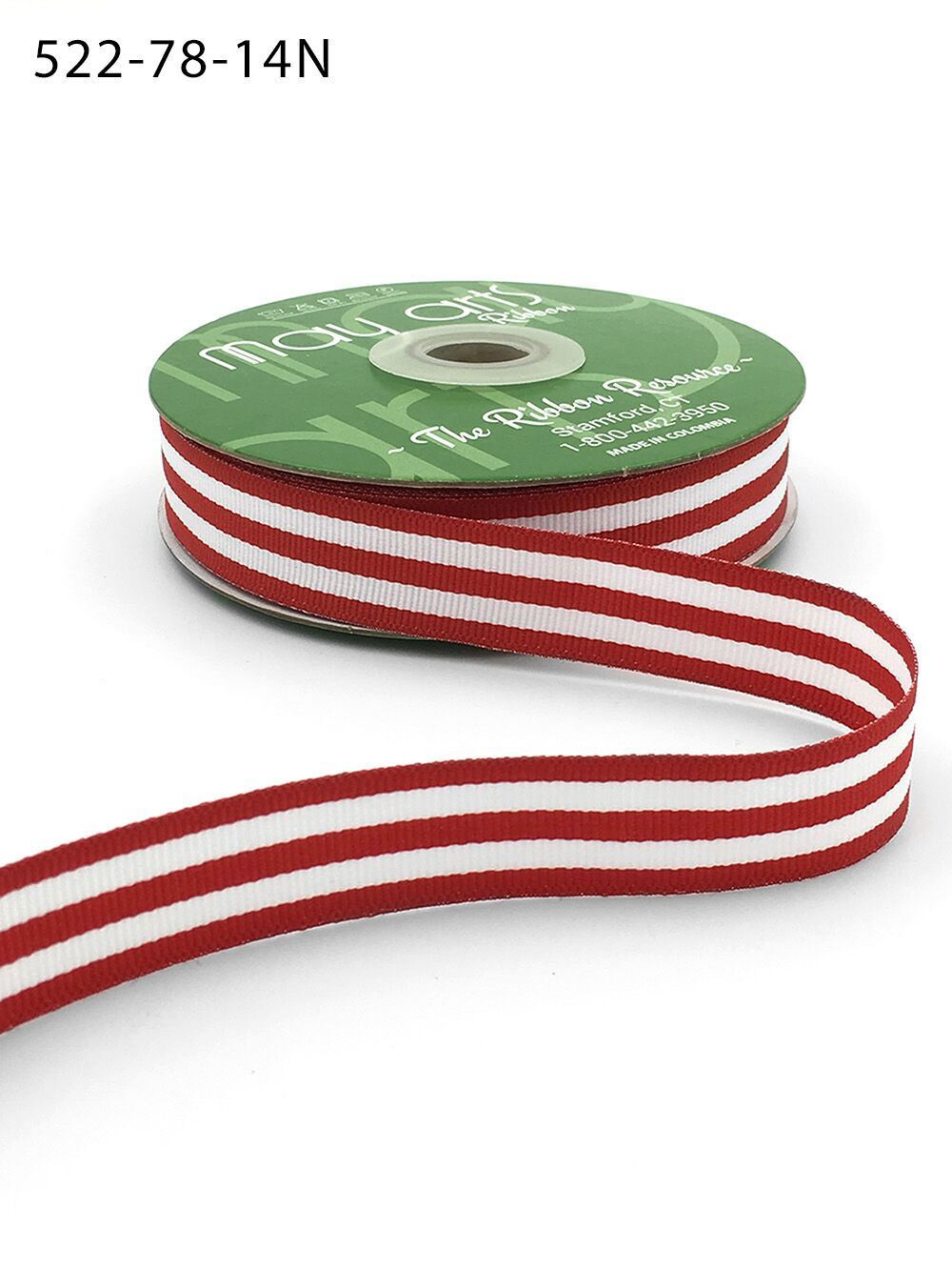 Red and White Stripe Grosgrain Ribbon