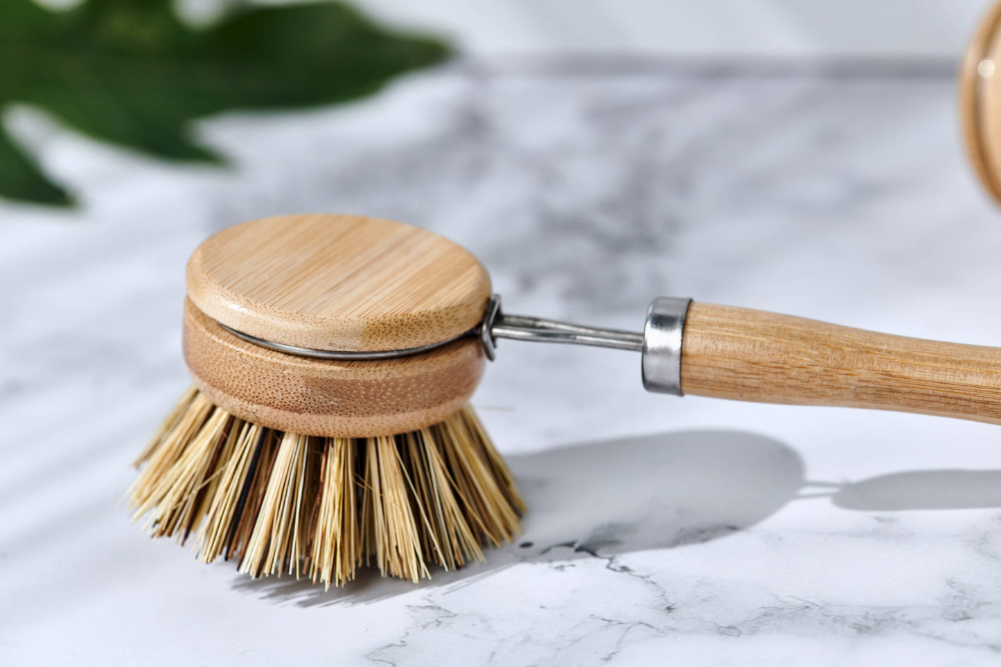 Long Handle Wood & Metal Dish Brush (Plastic Free): Softer & Lighter Colored Bristles Only