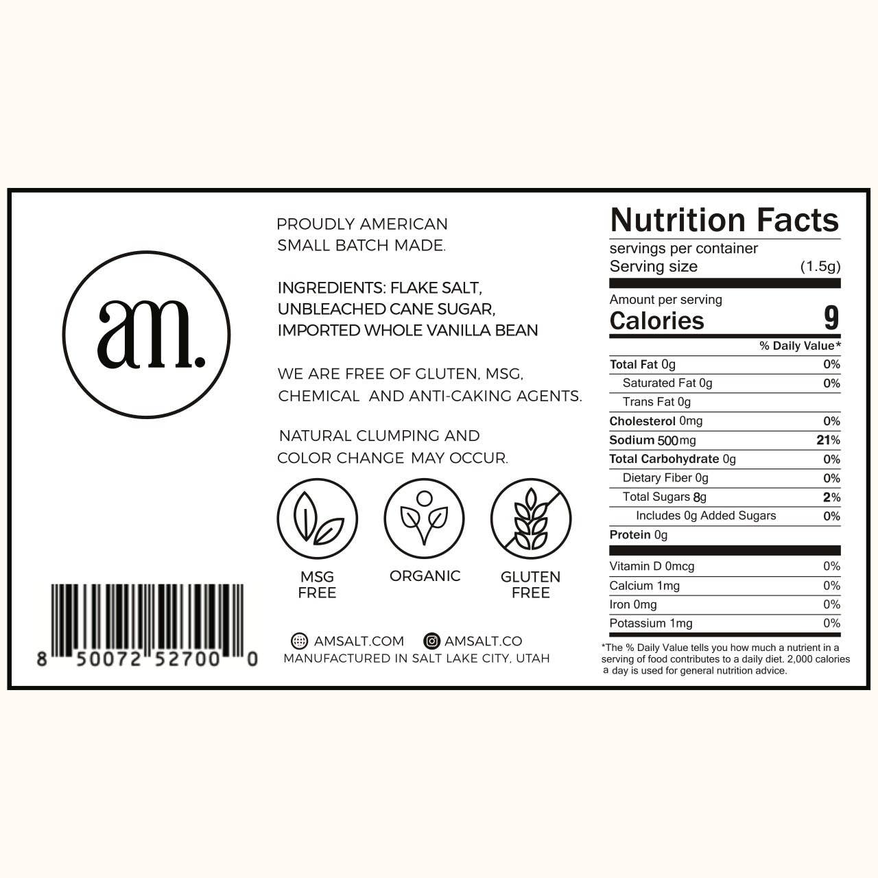 Vanilla Baking SALT: 14.5 oz