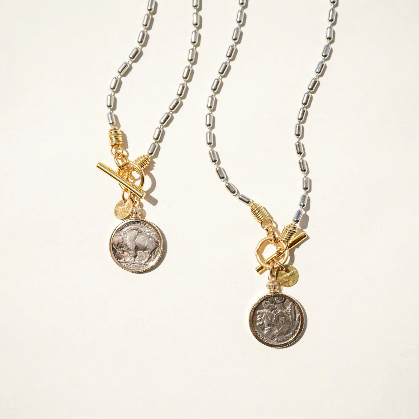 Buffalo Nickel Necklace - Silver Long