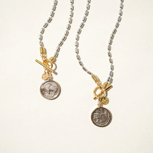 Buffalo Nickel Necklace - Silver Short