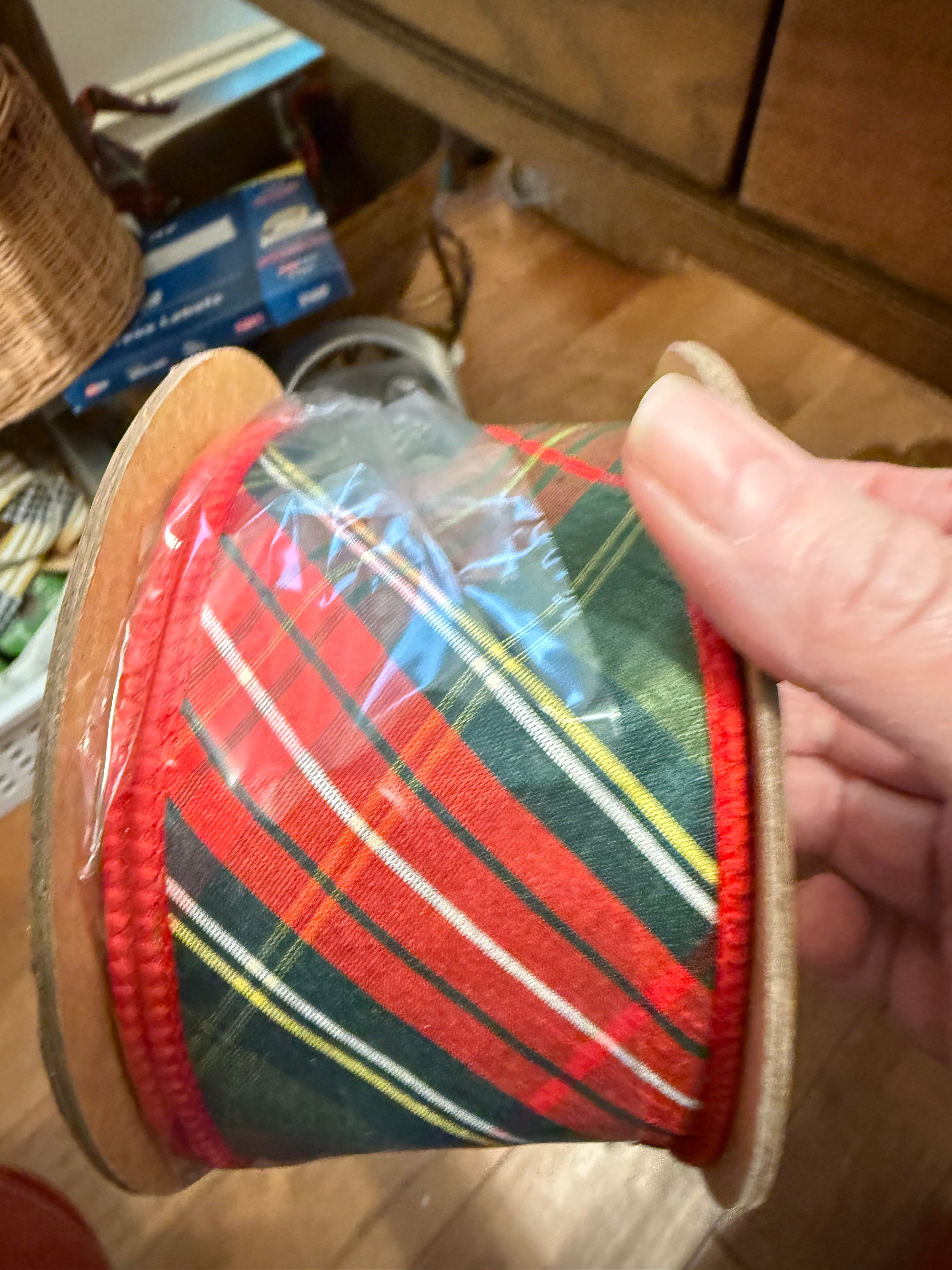 Plaid Red 4" Ribbon