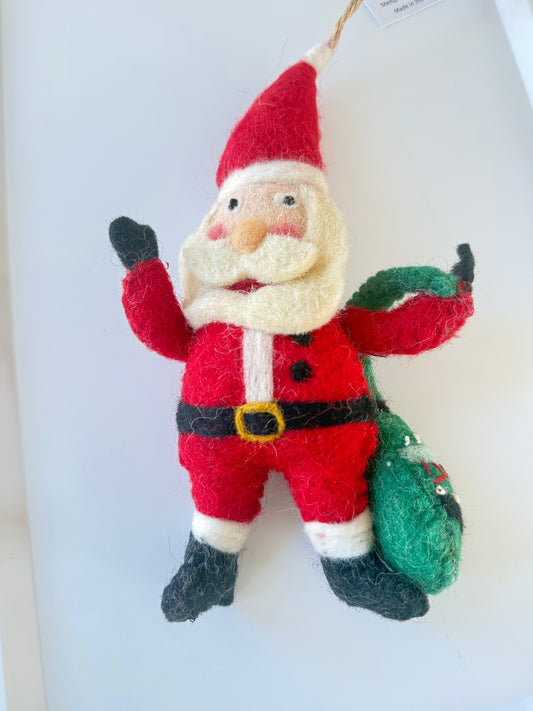 Handmade Wool Felt Holiday Icon Ornament w Embroidery & Beads, 3 Styles
