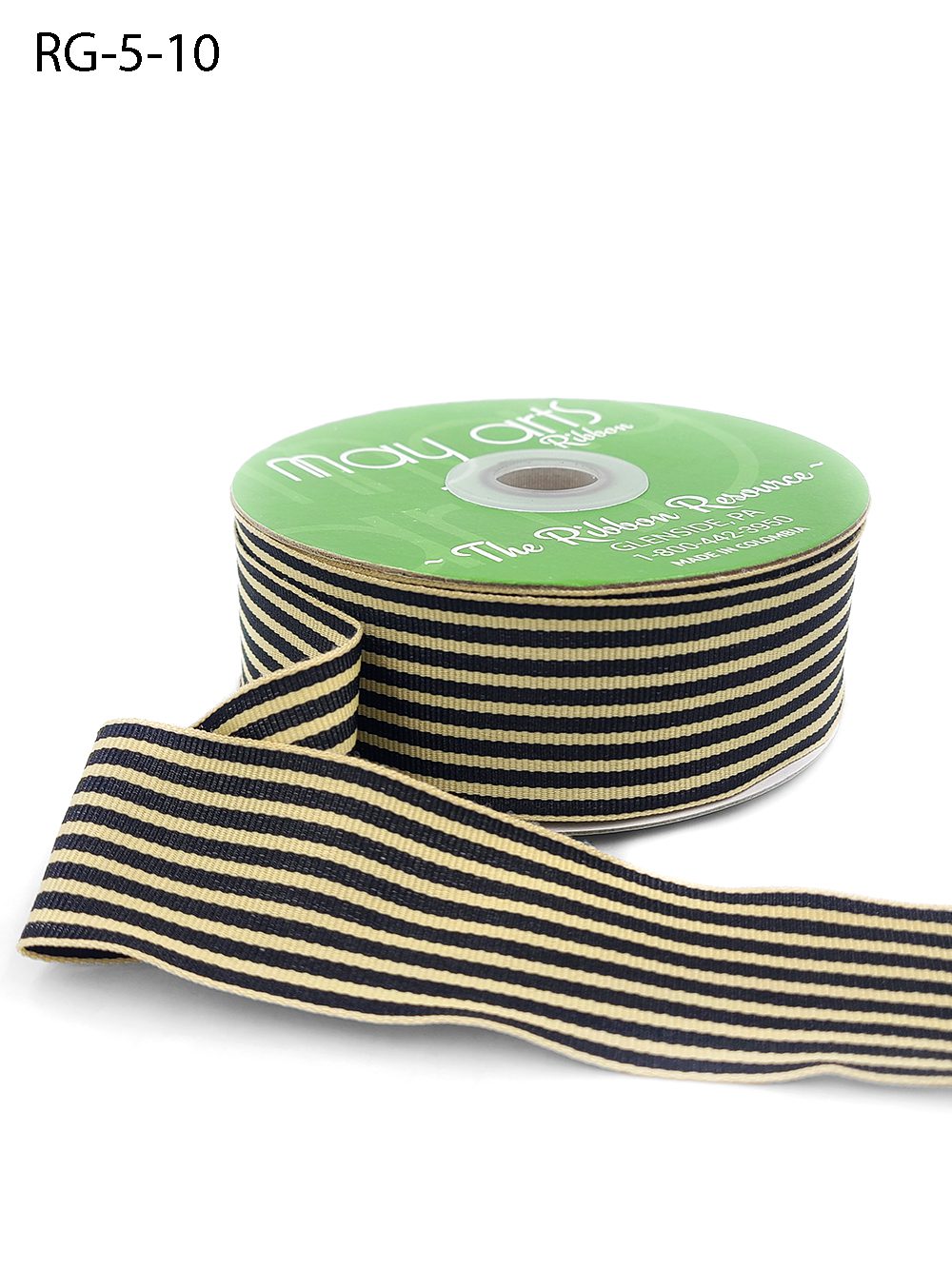 Oatmeal and Black Grosgrain Ribbon 1.5 inch