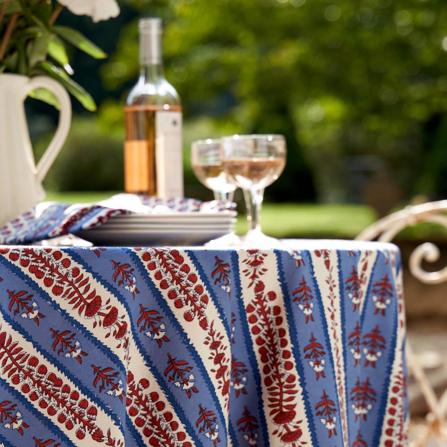 Provence Avignon Red & Blue Tablecloth: 71" x 71"