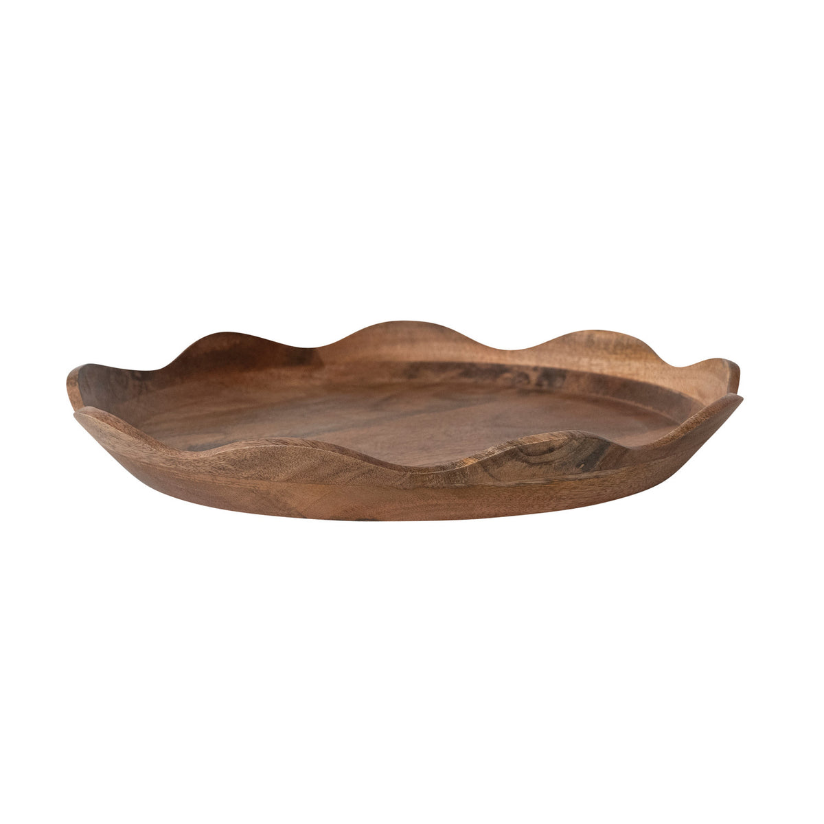 Round Wood Scallop Tray