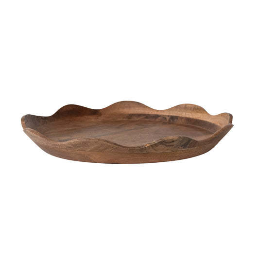 Round Wood Scallop Tray