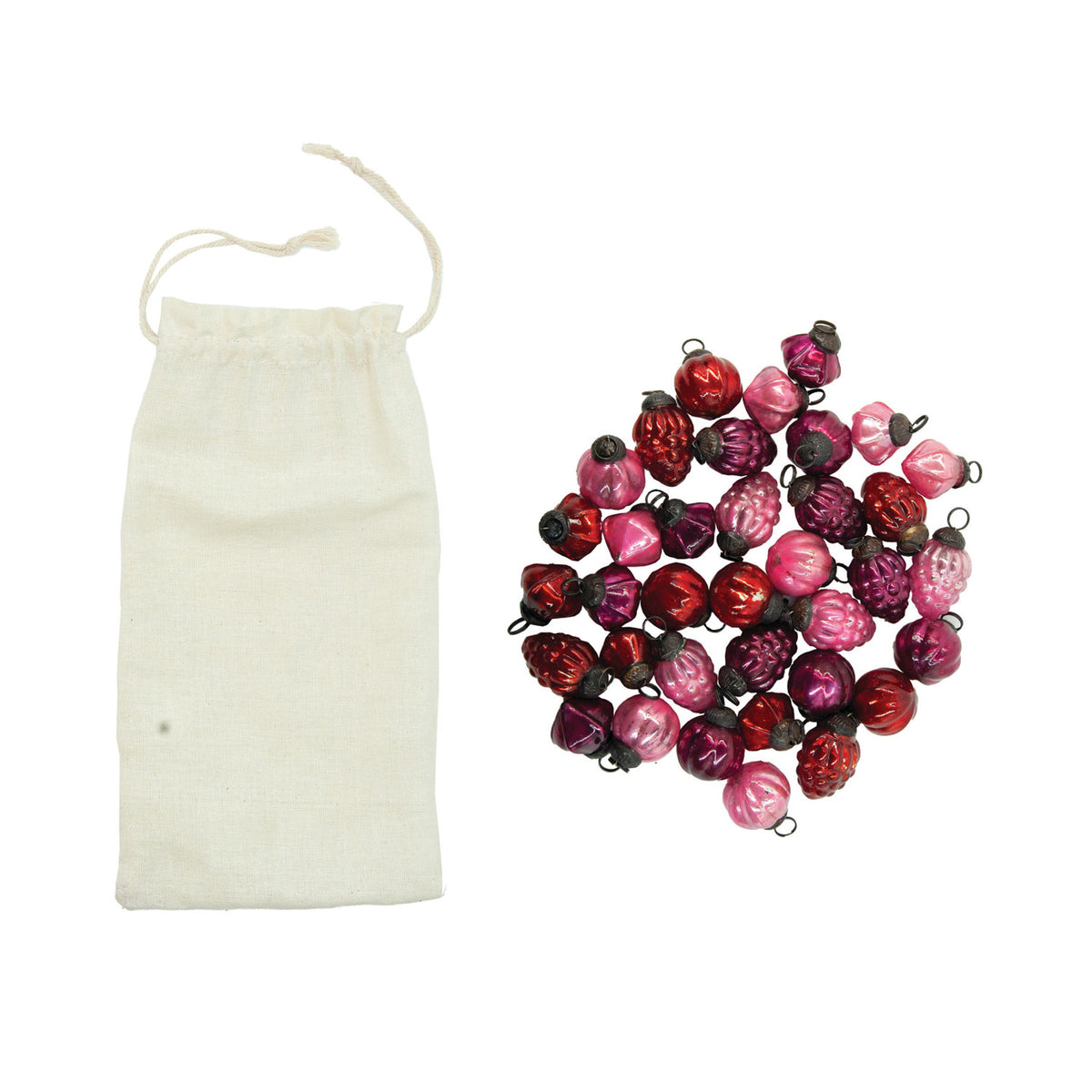 S/36 1"H Mercury Glass Ornaments, pinks