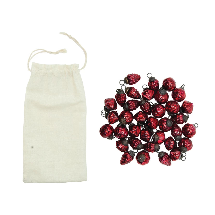 Red ornaments in bag