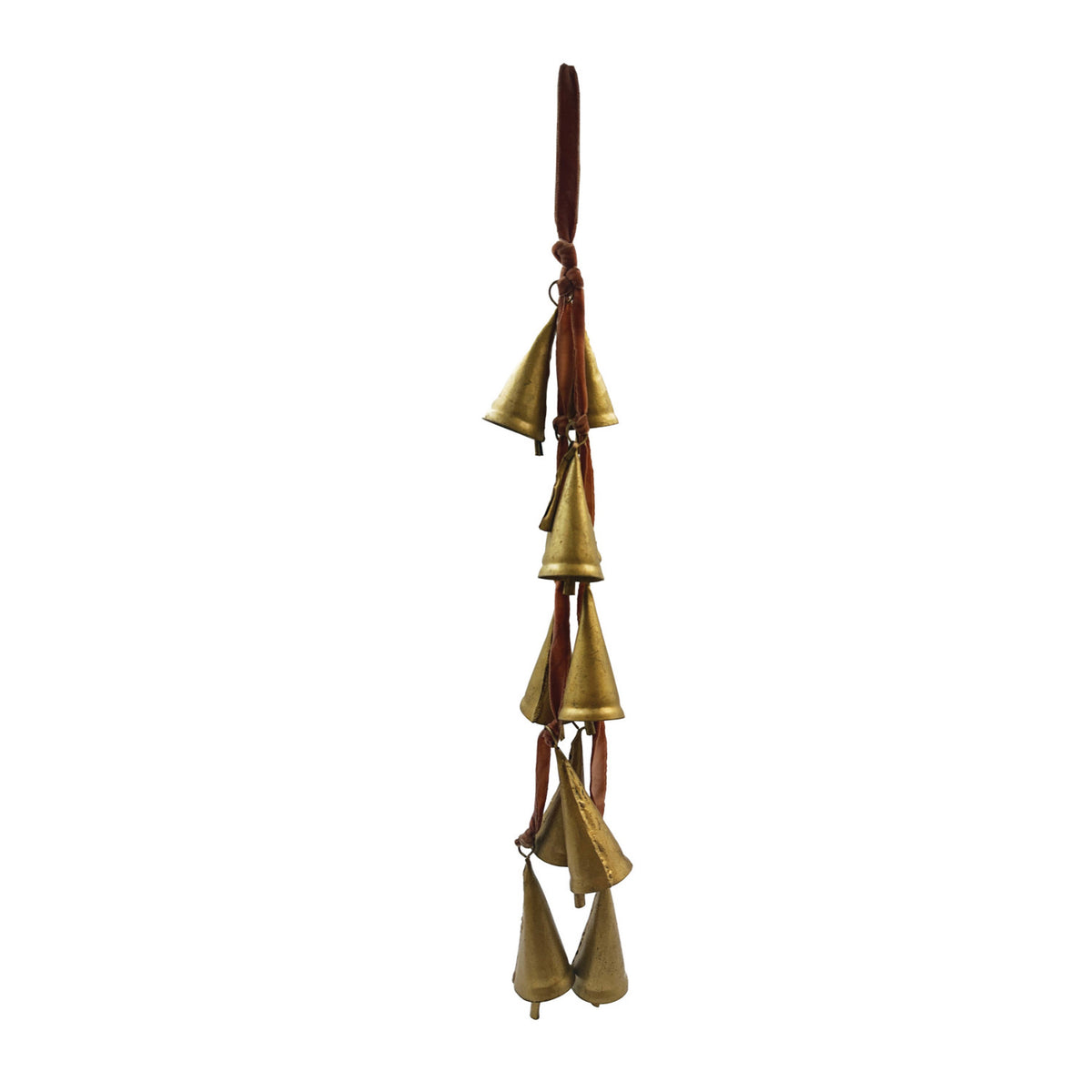 16"H Velvet Ribbon Door Hanger w 10 Cone Shaped Bells